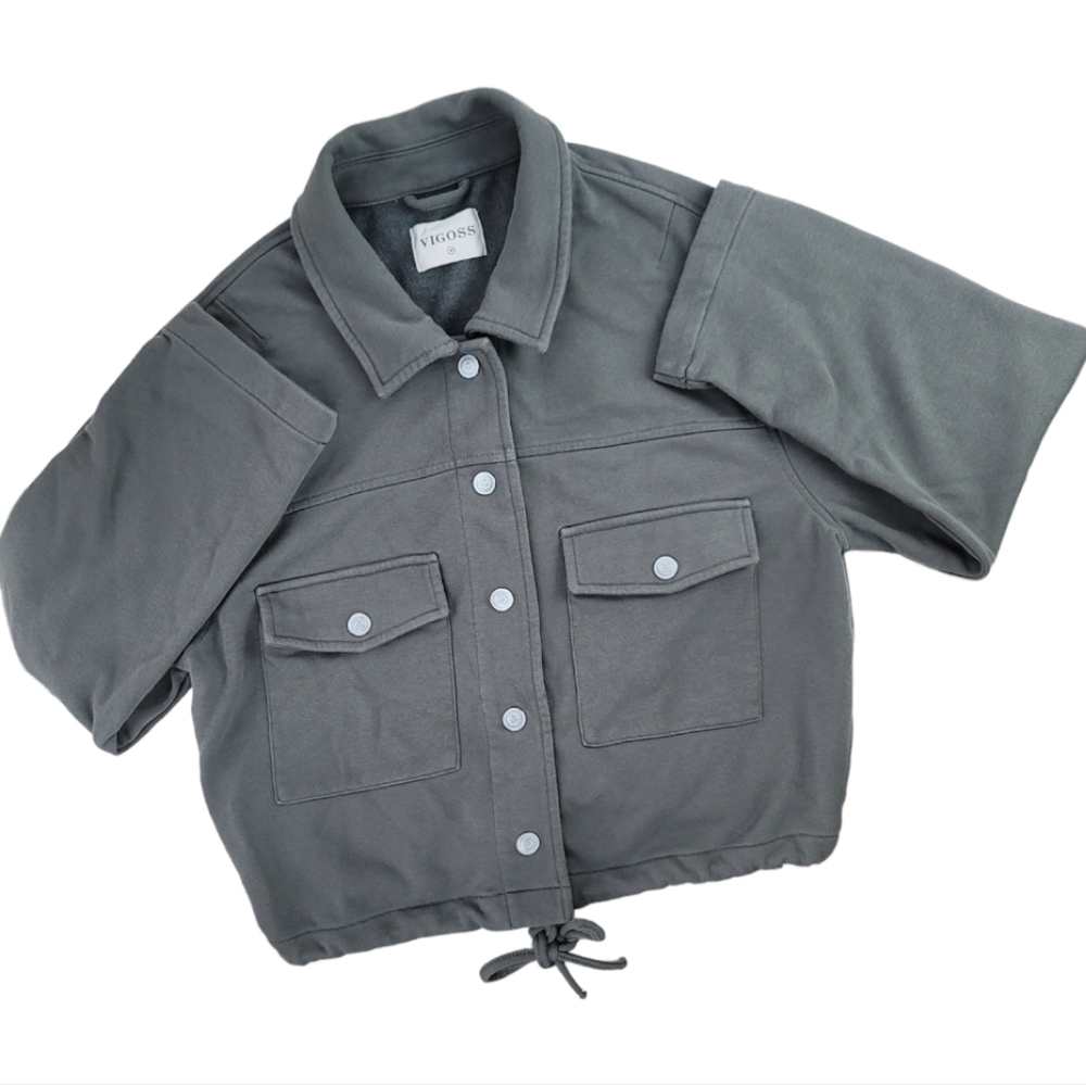 VIGOSS‎ Drawstring Waist Double Patch Pocket Front Snap Closure Jacket - Picture 4 of 8